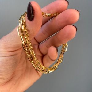 NEW 18k gold filled three layer, paperclip bracelets